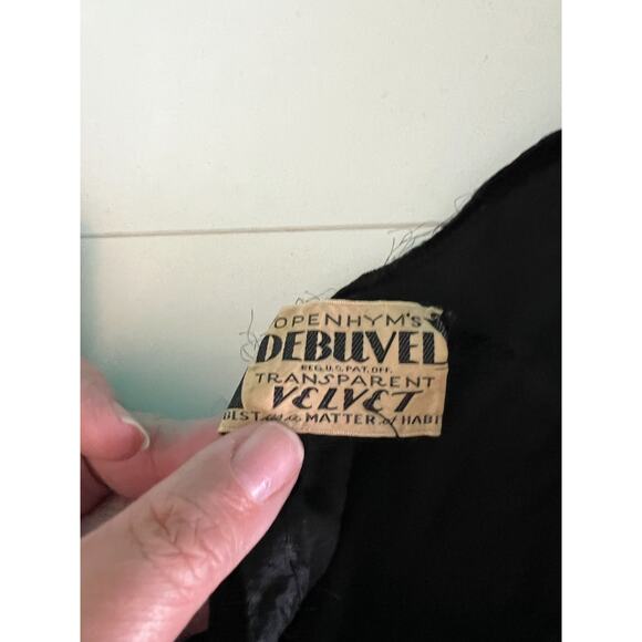 1930s Openhym's Debuvel Transparent Velvet Dress Black Art Deco Maxi Gown Sz 6 - Picture 4 of 13